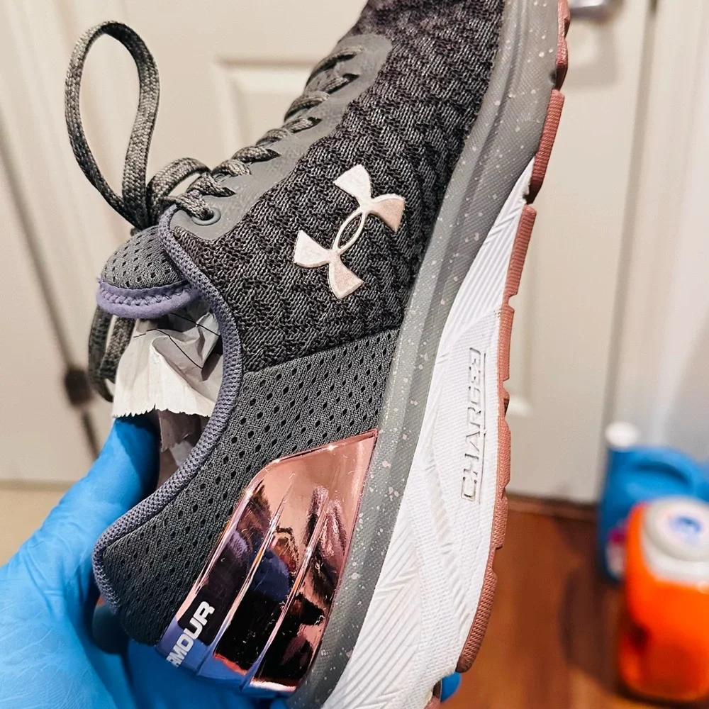 Under Armour Women's Charcoal and Rose Gold Athletic Shoes - Picture 9 of 12